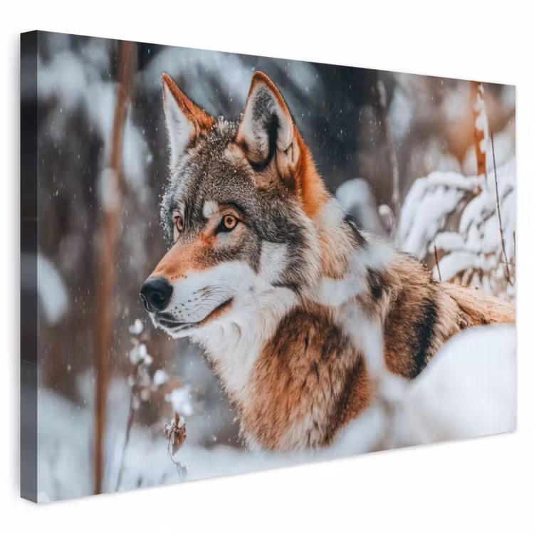 Buiten canvas - Wolf - Sneeuw - Winter - Dieren - Natuur - Sneeuw — 1