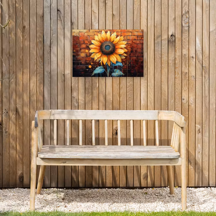 Buiten canvas - Zonnebloem op Bakstenen Muur — 3