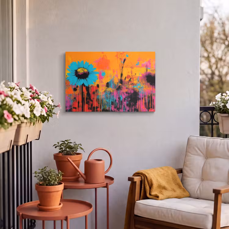 Buiten canvas - Zonnebloemen - Abstract - Oranje — 3