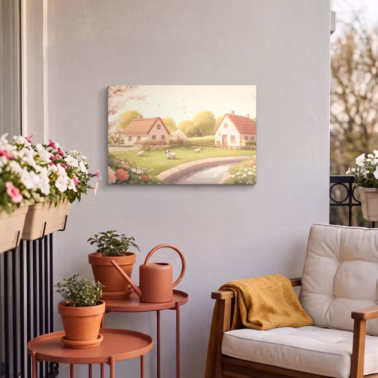 Buiten canvas - Schapen - Huisje - Platteland — 4