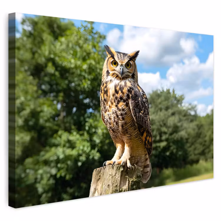 Buiten canvas - Uil - Boomstronk - Bos - Lucht — 1