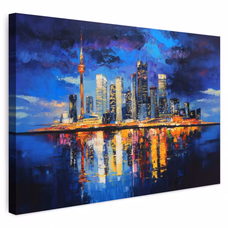Buiten canvas - Skyline Toronto - Modern - Stadslicht - Blauw — 1