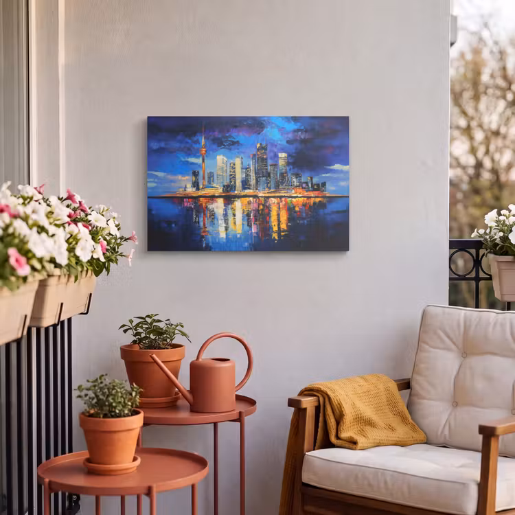 Buiten canvas - Skyline Toronto - Modern - Stadslicht - Blauw — 4