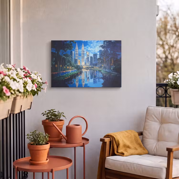 Buiten canvas - Stad Kuala Lumpur - Skyline - Wolkenkrabbers - Water — 4