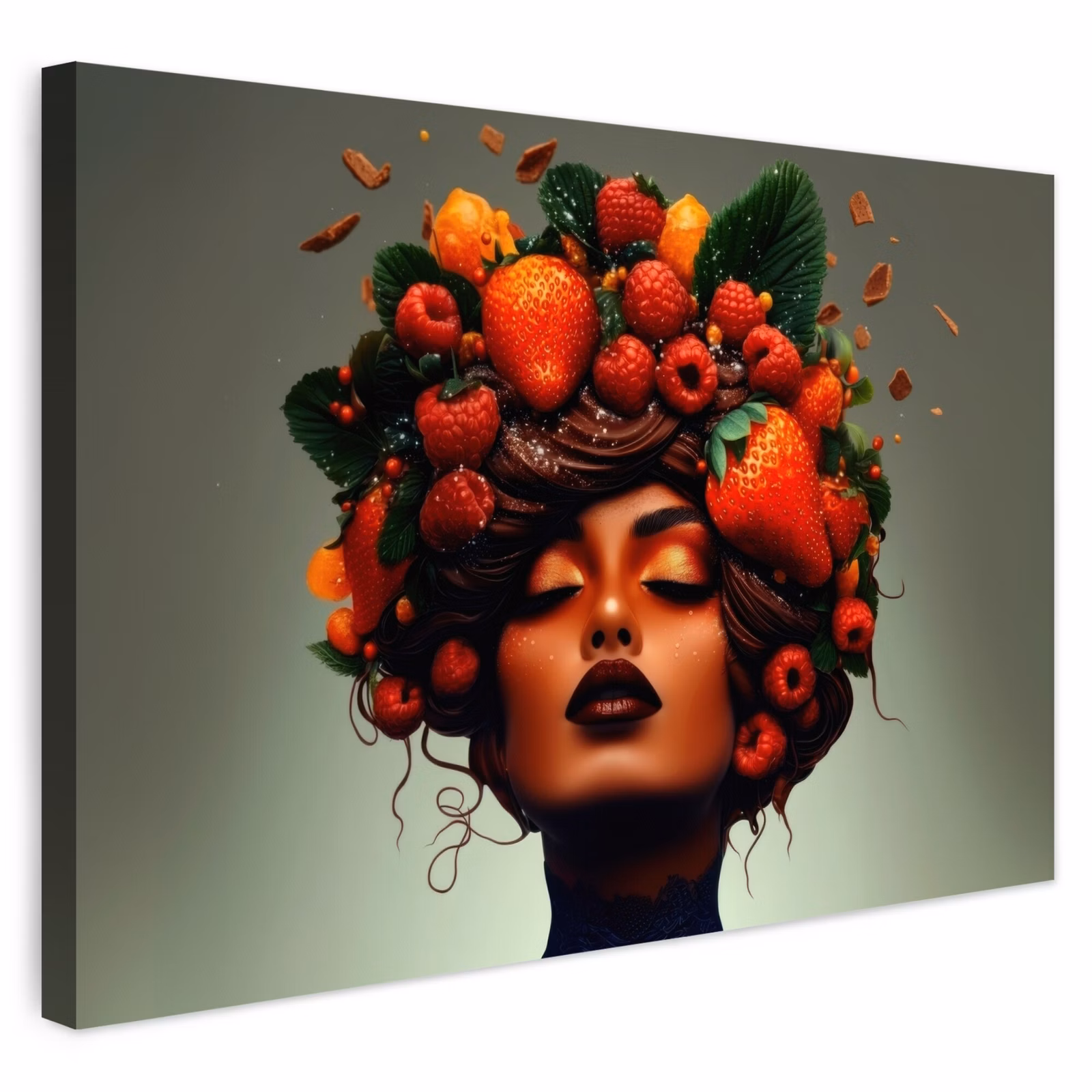 Buiten canvas - Vrouw - Chocolade - Frambozen - Aardbeien - Koekjes — 1