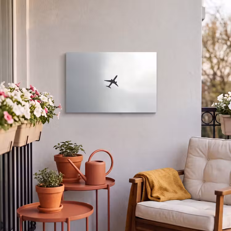 Buiten canvas - Minimalistisch - Silhouet - Zwart - Vliegtuig — 3