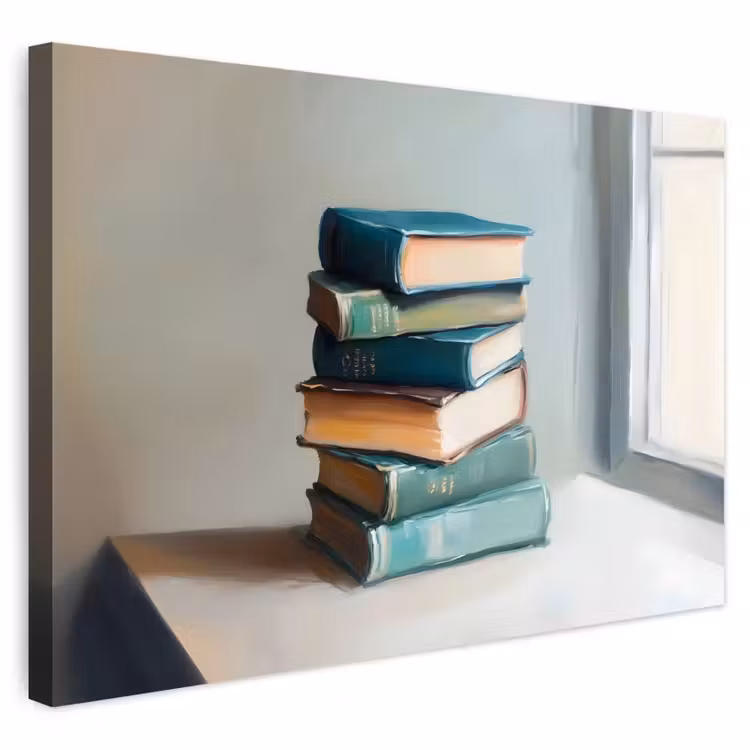 Buiten canvas - Stapel - Boeken - Groen - Daglicht — 1