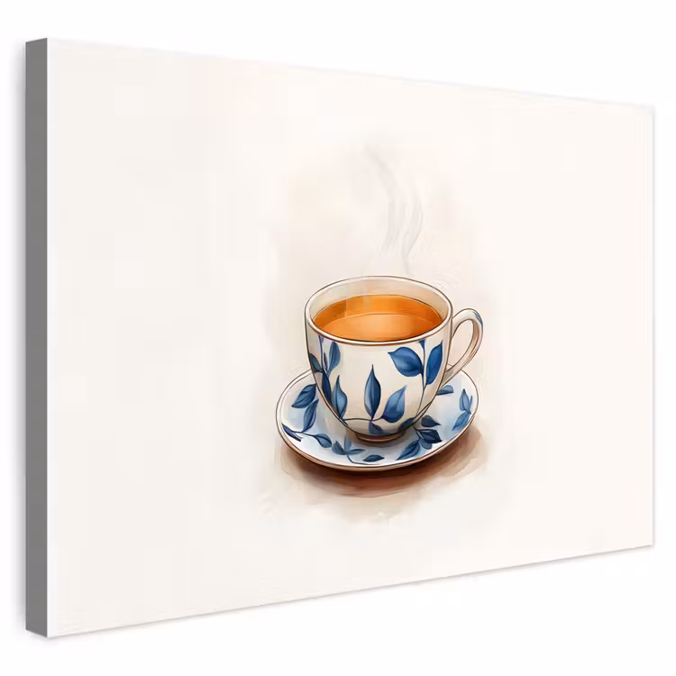 Buiten canvas - Theekop - Bladeren - Blauw — 1