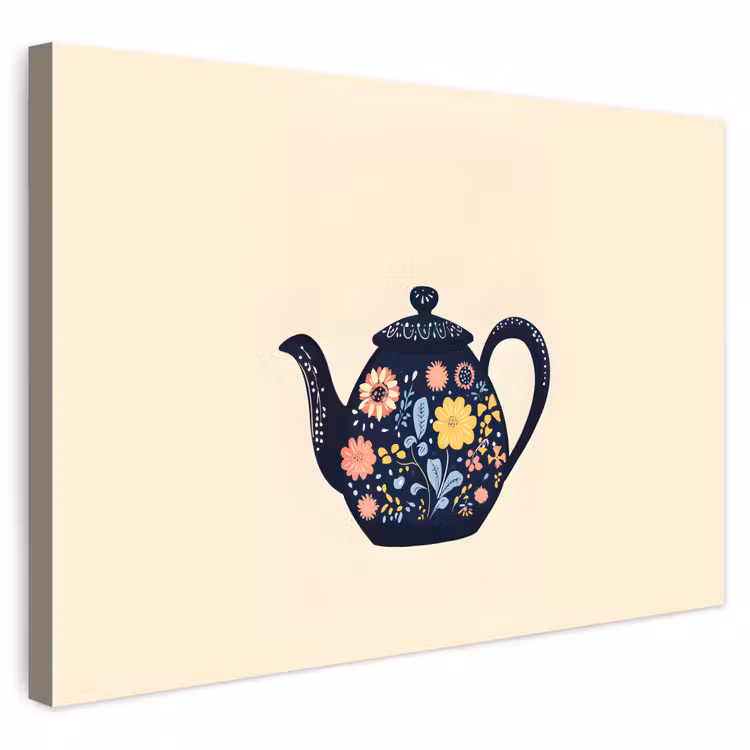 Buiten canvas - Theepot - Kleurrijk - Bloemen — 1