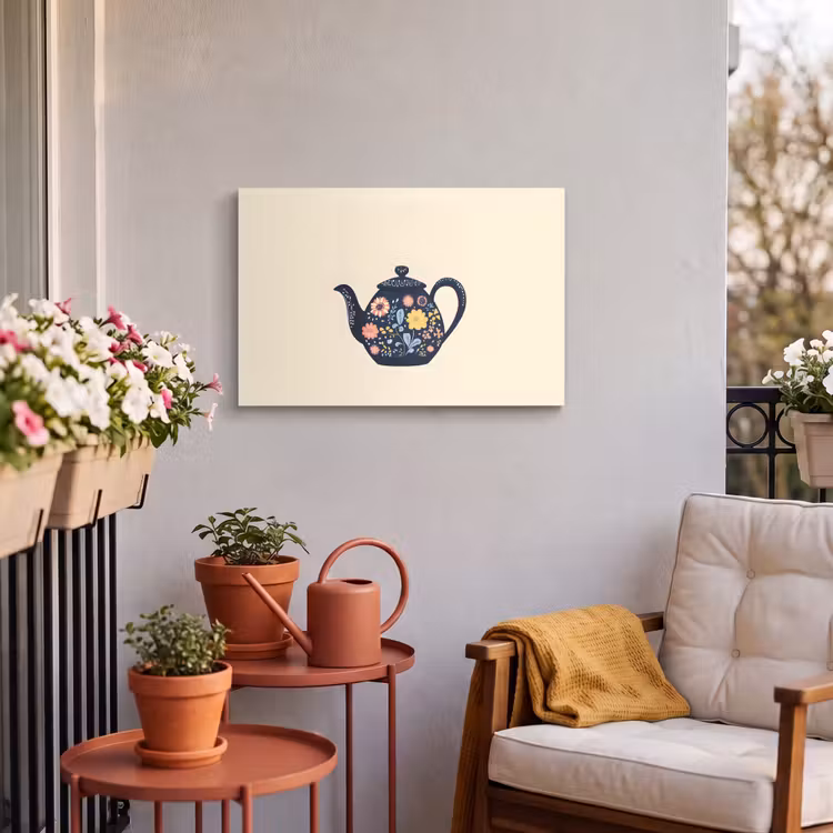 Buiten canvas - Theepot - Kleurrijk - Bloemen — 3