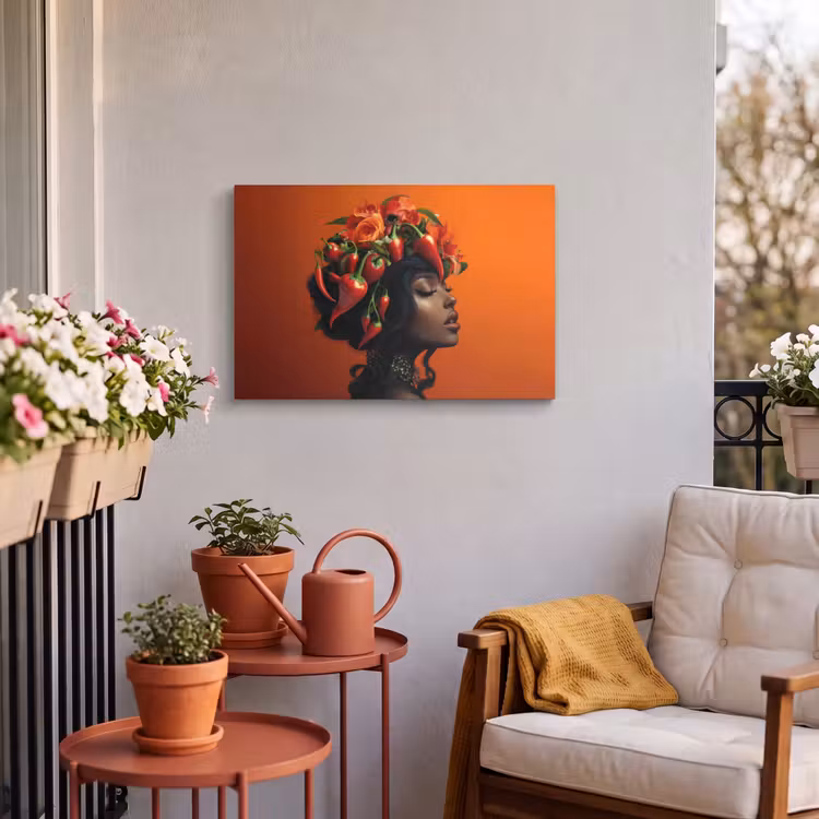 Buiten canvas - Vrouw - Chilipepers - Pepers - Bloemen — 4
