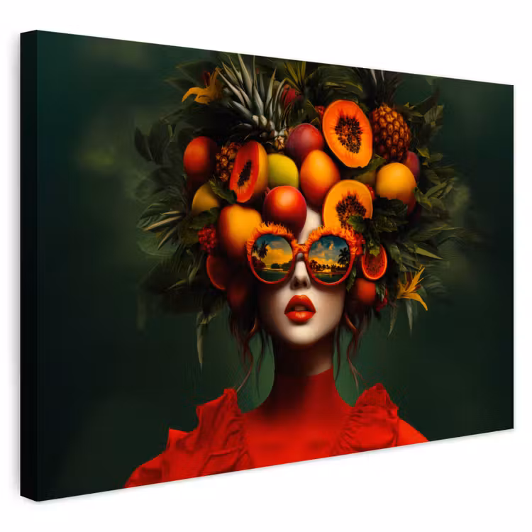 Buiten canvas - Vrouw - Vruchten - Papaja - Ananas — 1