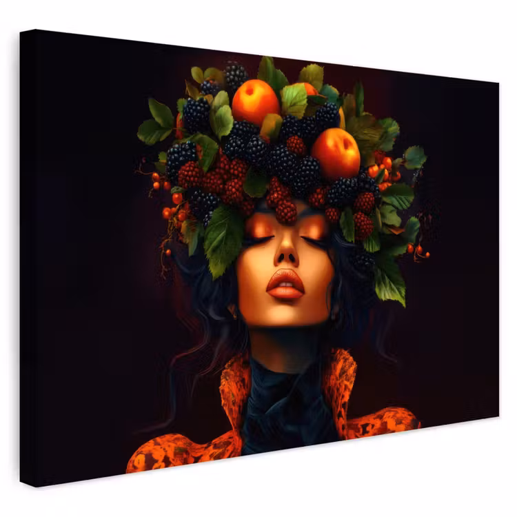 Buiten canvas - Vrouw - Zwart - Bessen - Bramen - Appels — 1