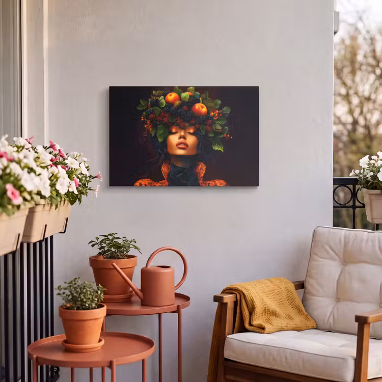 Buiten canvas - Vrouw - Zwart - Bessen - Bramen - Appels — 4