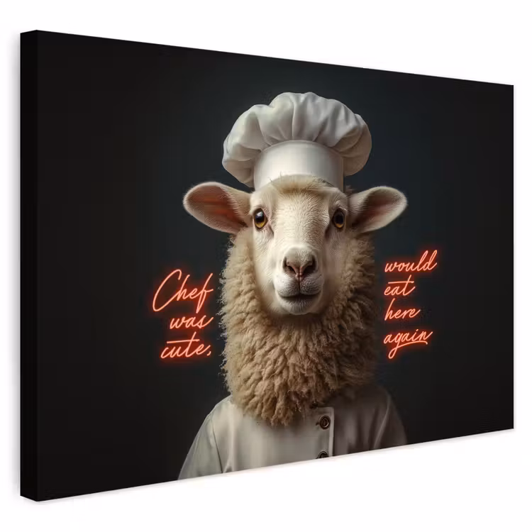 Buiten canvas - Schaap - Kokskleding - Neon - Quote — 1