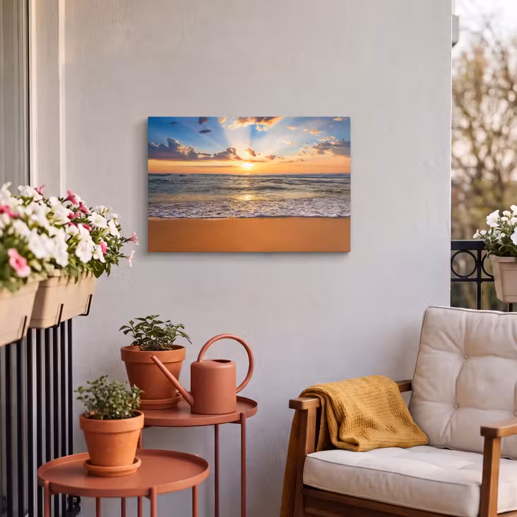Buiten canvas - Strand - Zonsondergang - Zee - Wolken - Horizon — 3