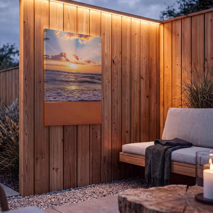 Buiten canvas - Strand - Zonsondergang - Zee - Wolken - Horizon — 4