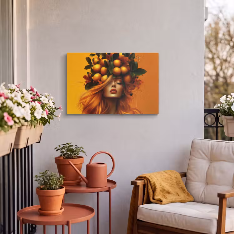 Buiten canvas - Vrouw - Citroenen - Bloesem - Geel — 3