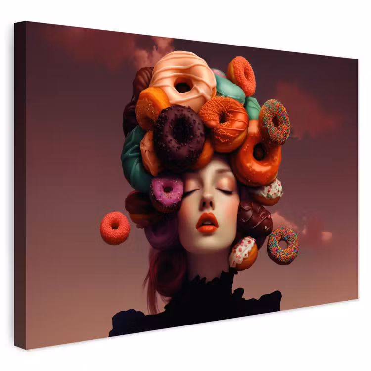 Buiten canvas - Vrouw - Donuts - Kleurrijk — 1