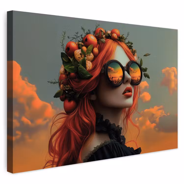 Buiten canvas - Vrouw - Kroon - Tomaat - Bascilicum - Zonnebril — 1