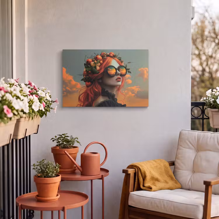 Buiten canvas - Vrouw - Kroon - Tomaat - Bascilicum - Zonnebril — 3