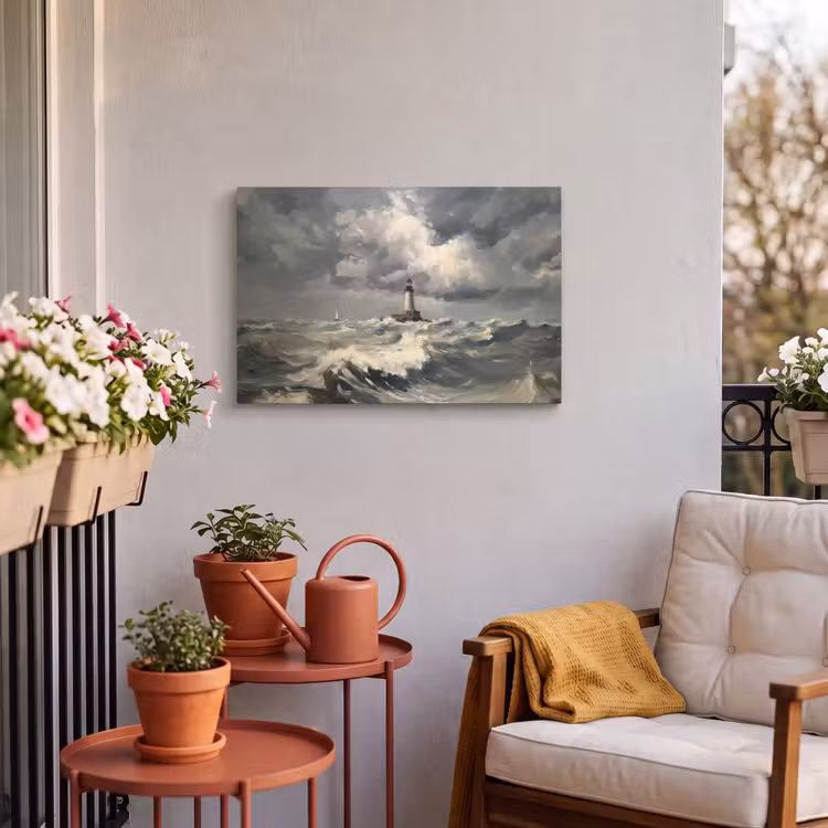 Buiten canvas - Vuurtoren - Golven - Storm — 4