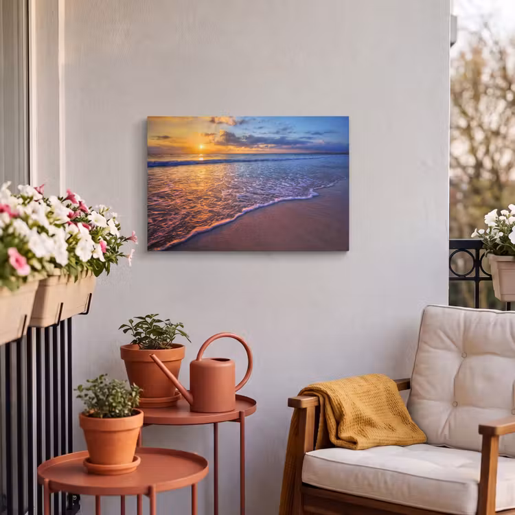Buiten canvas - Zee - Strand - Zonsondergang - Wolken - Horizon — 3