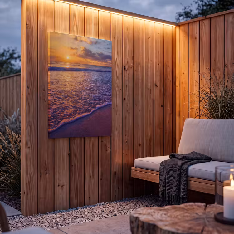 Buiten canvas - Zee - Strand - Zonsondergang - Wolken - Horizon — 4