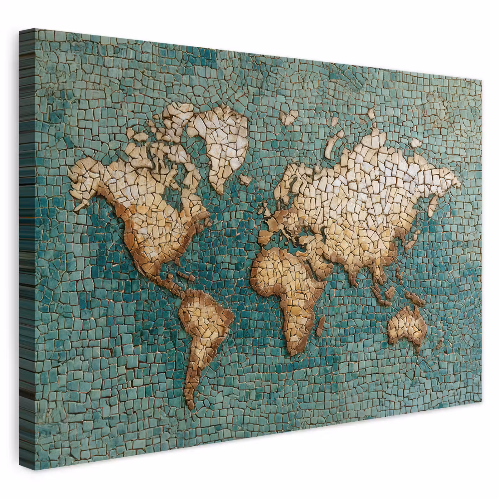 Buiten canvas - Wereldkaart - Gebroken tegels - Mozaïek — 1