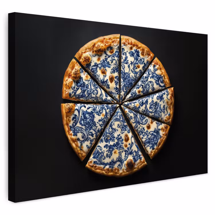 Buiten canvas - Pizza - Eten - Delftsblauw — 1