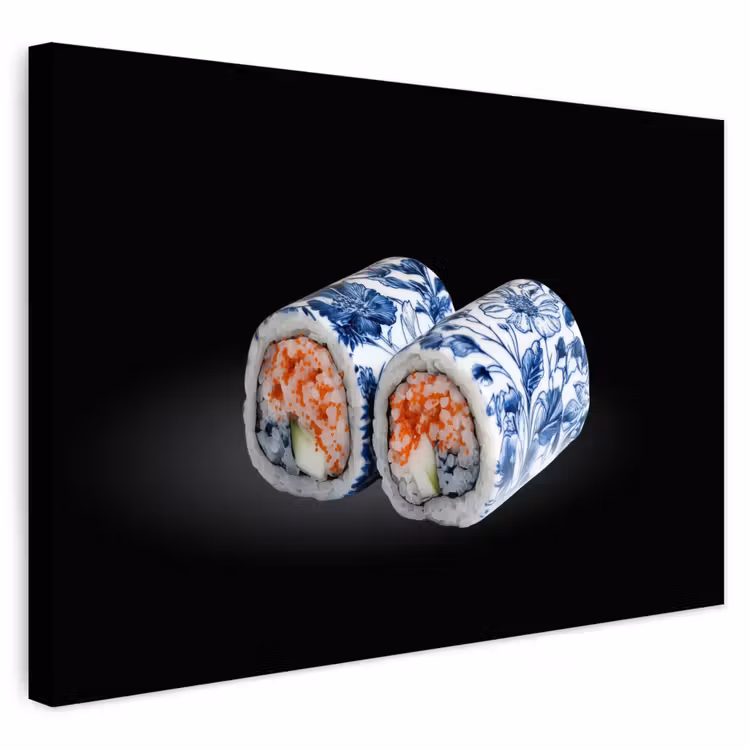Buiten canvas - Sushi - Delfts blauw - Rijst - Vis - Elegant — 1