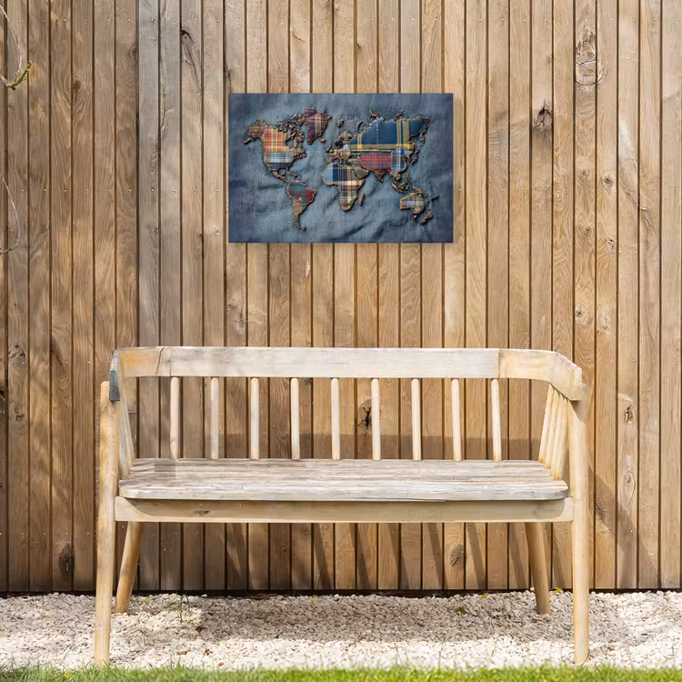 Buiten canvas - Wereldkaart - Denim - Textiel — 3