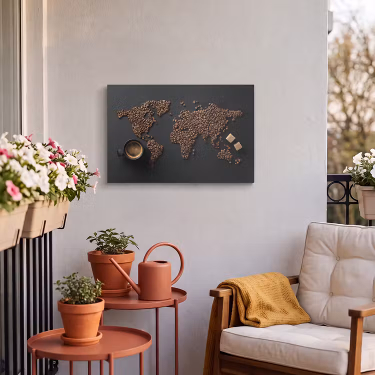 Buiten canvas - Wereldkaart - Espresso - Zwart — 4