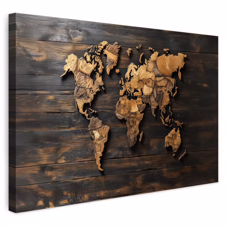 Buiten canvas - Wereldkaart - Hout - Mozaïek — 1