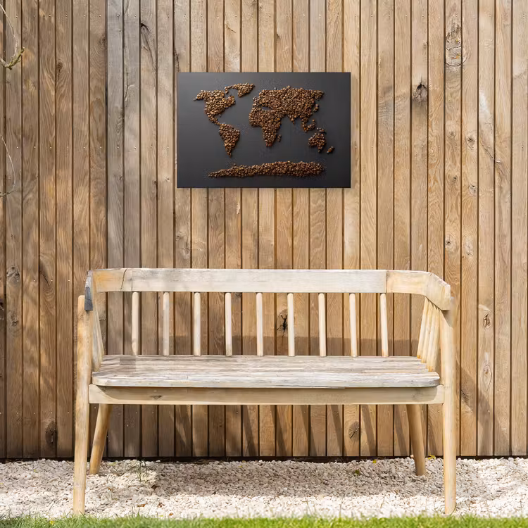 Buiten canvas - Wereldkaart - Koffie - Grijs — 3