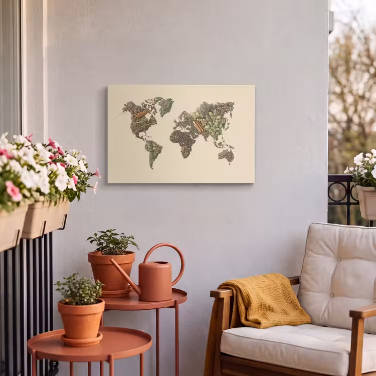 Buiten canvas - Wereldkaart - Kruiden - Kleurrijk — 3