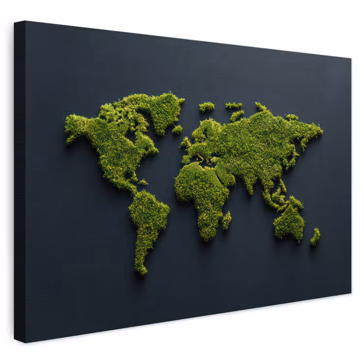 Buiten canvas - Wereldkaart - Mos -Levendig effect — 1