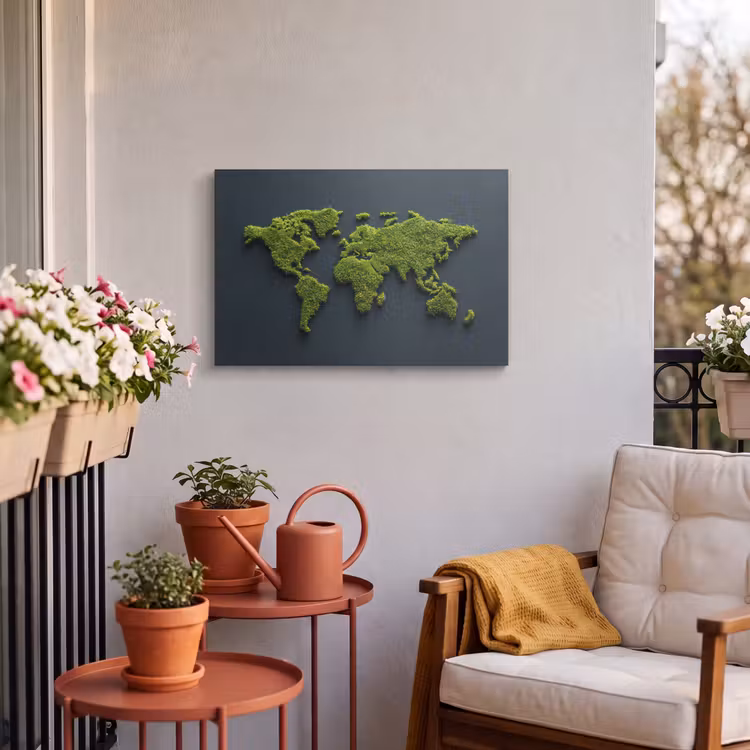 Buiten canvas - Wereldkaart - Mos -Levendig effect — 4