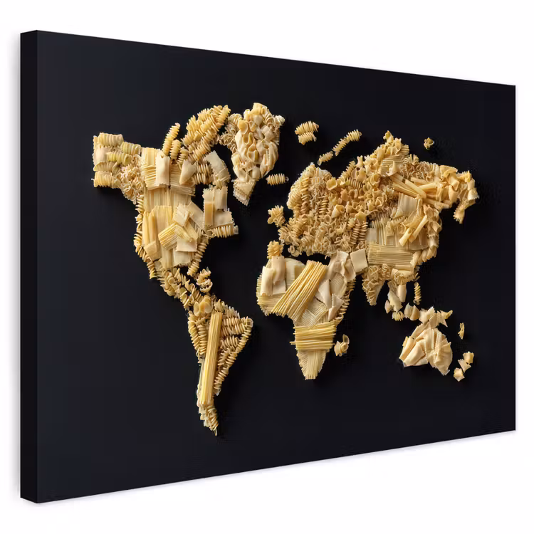 Buiten canvas - Wereldkaart - Pasta - Zwart — 1