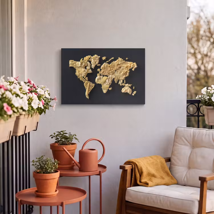 Buiten canvas - Wereldkaart - Pasta - Zwart — 4