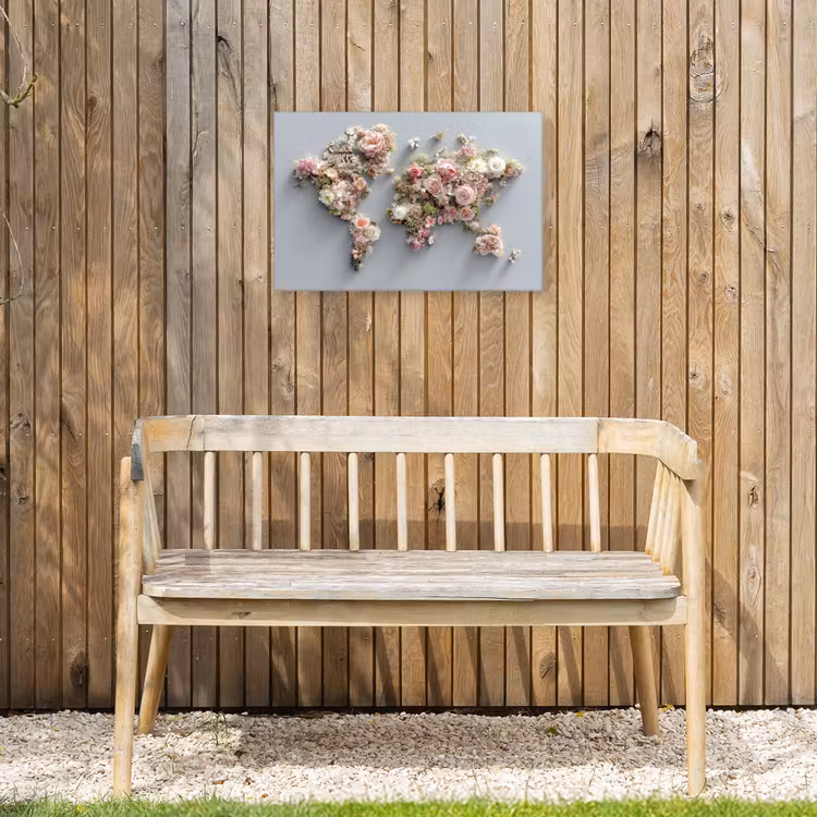 Buiten canvas - Wereldkaart - Rozen - Roze — 3