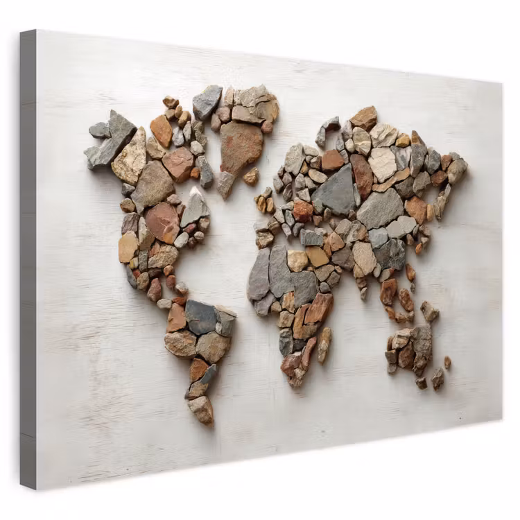 Buiten canvas - Wereldkaart - Stenen - Wit — 1