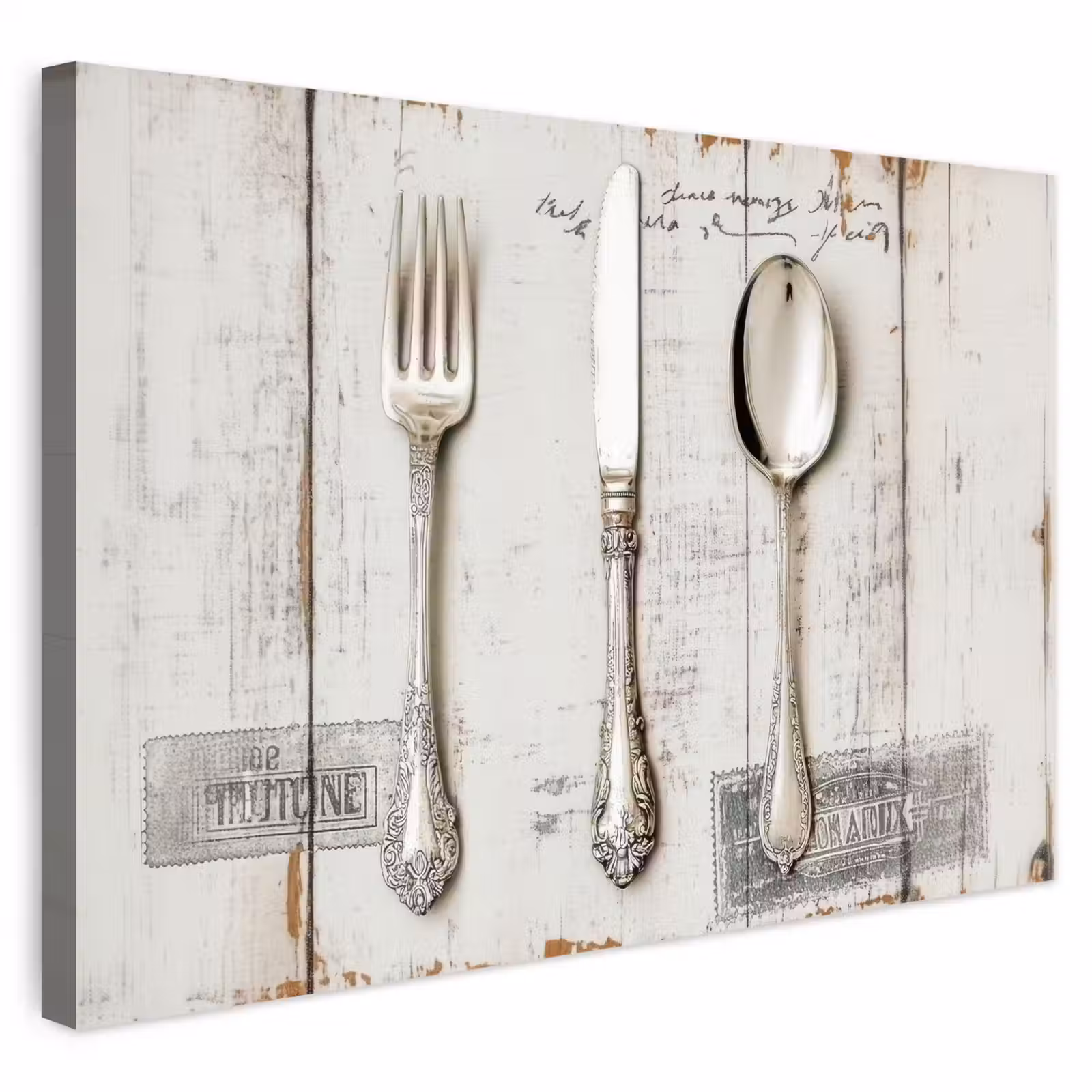 Buiten canvas - Zilver - Bestek - Hout — 1