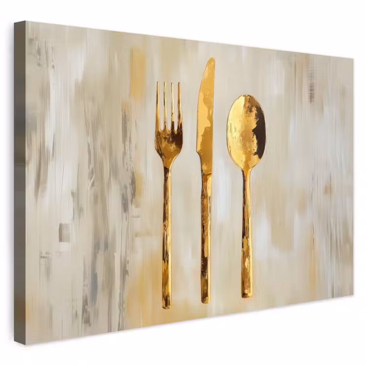 Buiten canvas - Verf - Goud - Bestek — 1
