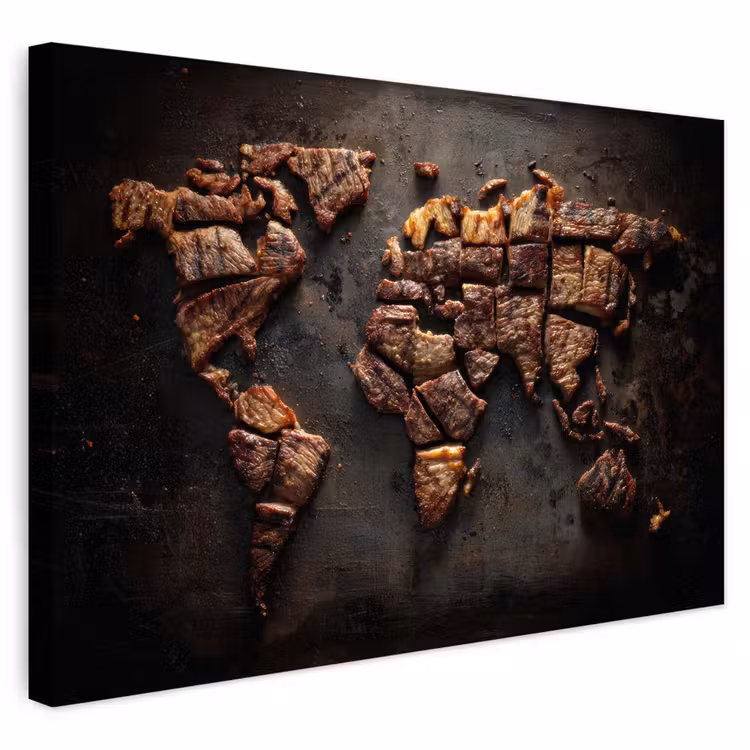 Buiten canvas - Wereldkaart - Gegrild vlees — 1