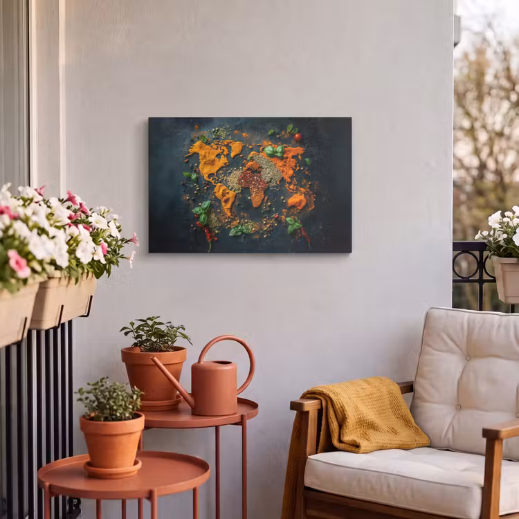 Buiten canvas - Wereldkaart - Kruiden - Levendige kleuren — 3