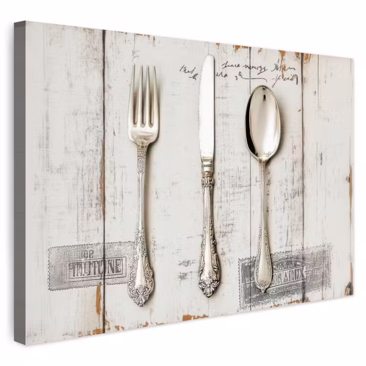 Buiten canvas - Zilver - Bestek - Hout — 1