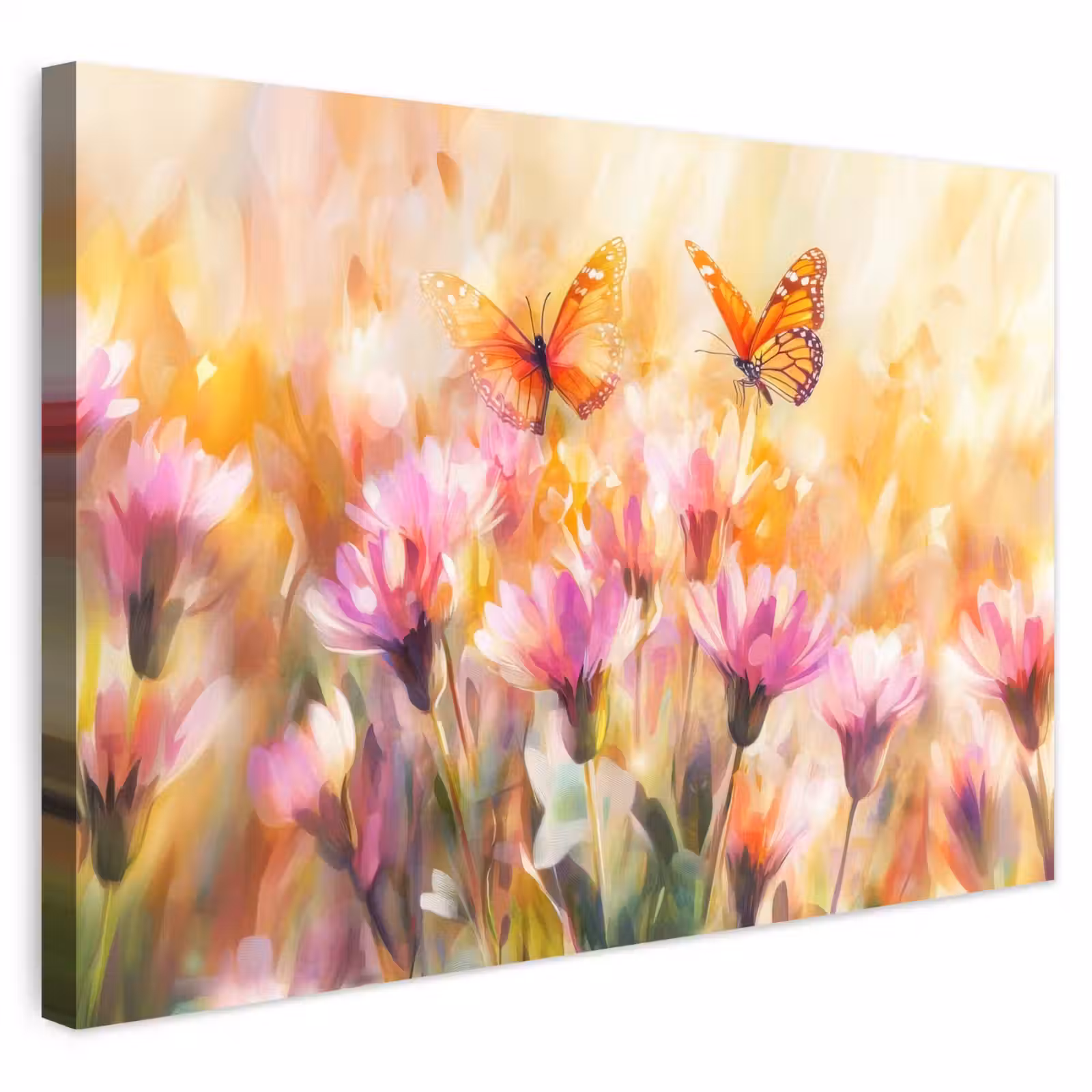 Buiten canvas - Vlinders - Oranje - Bloemen — 1