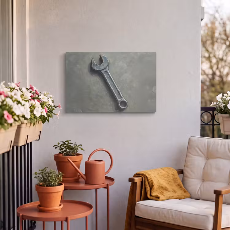 Buiten canvas - Steeksleutel - Schilderij - Gereedschap - Verf — 4