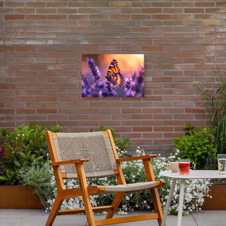 Buiten canvas - Vlinder op lavendel bij zonsondergang — 2